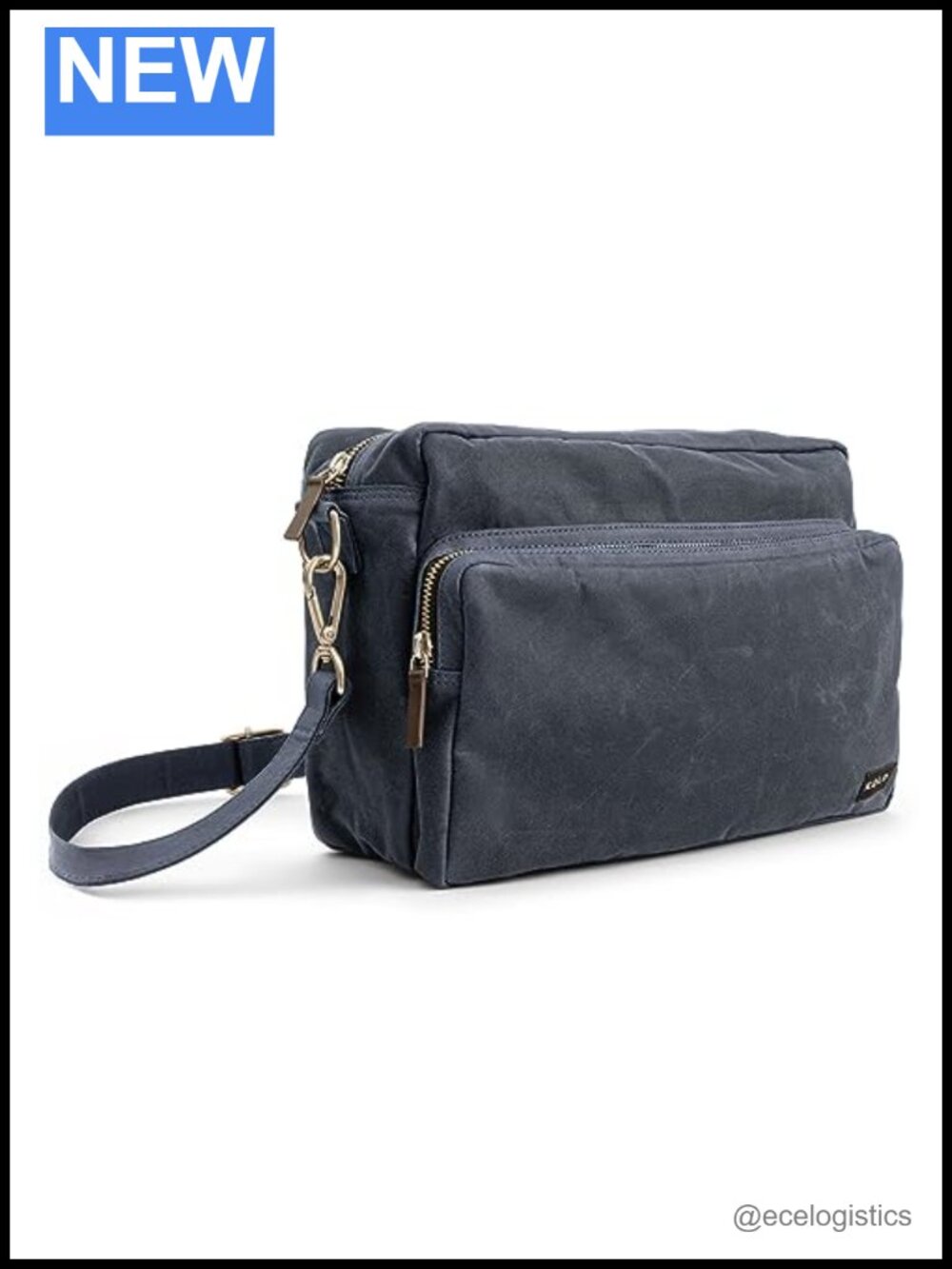 Organic Wax Cotton Canvas Crossbody Bag, Large Multi-Pocket